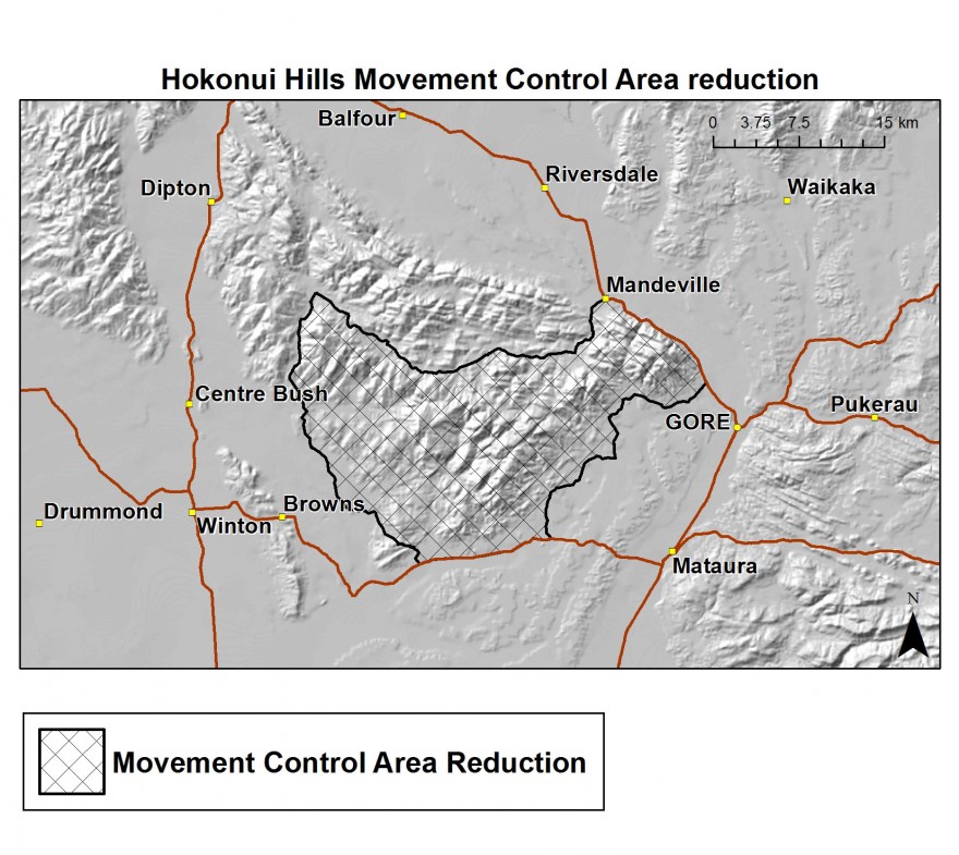 Hokonui Hills MCA reduction map