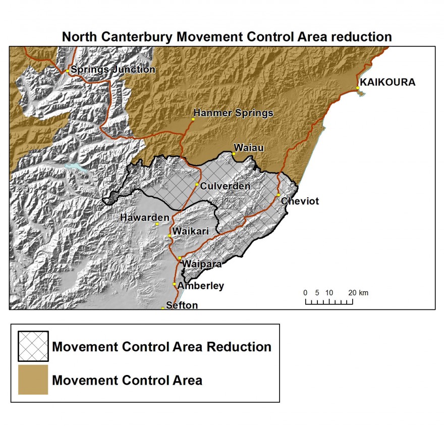 North Canterbury MCA reduction map