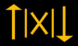 From left: one upwards pointing arrow, yellow line, yellow X, yellow line, downwards facing arrow