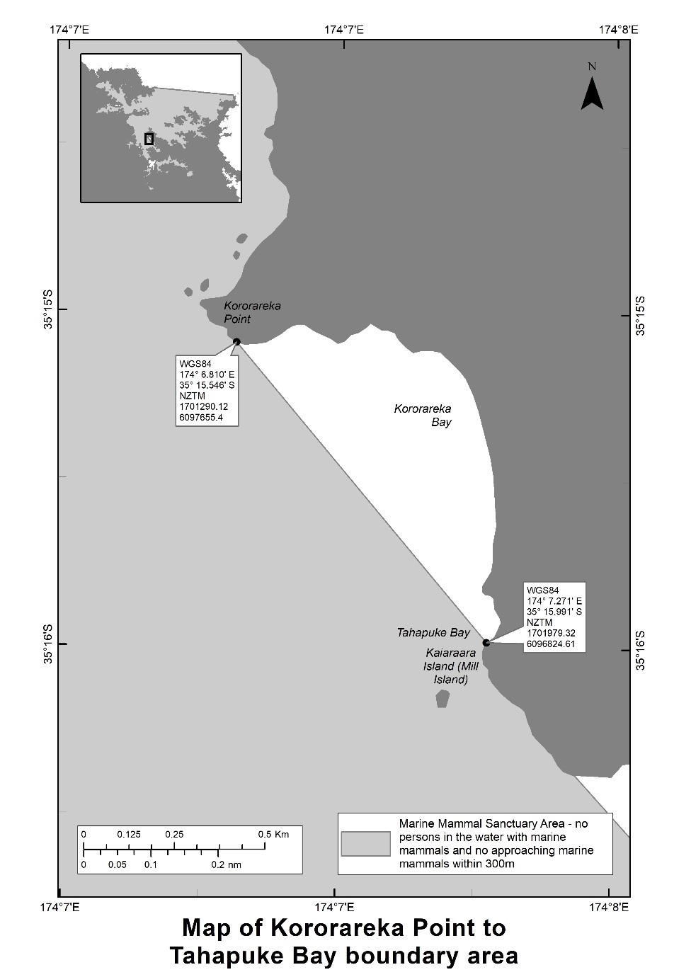 Map of Kororareka Point to Tahapuke Bay boundary area