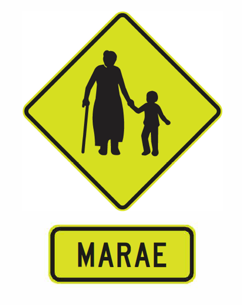 W16-11 Marae warning sign