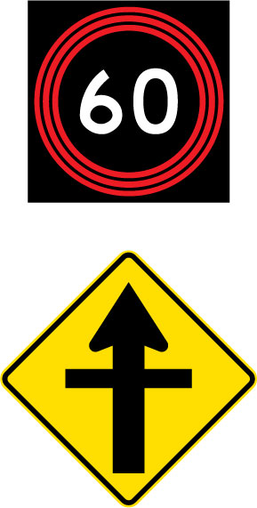 Rural intersection advanced warning sign R1-2.2