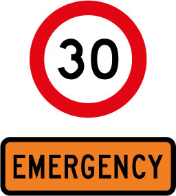 Emergency speed limit sign R1-8.4