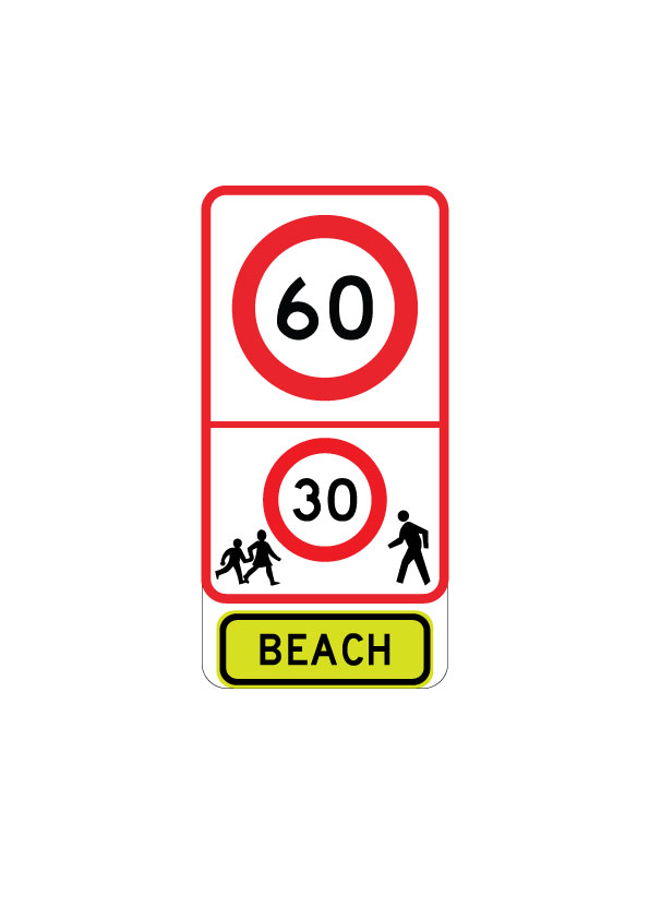 Beach speed sign R1-9