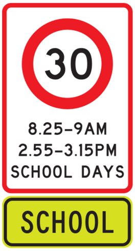 School static variable speed limit sign