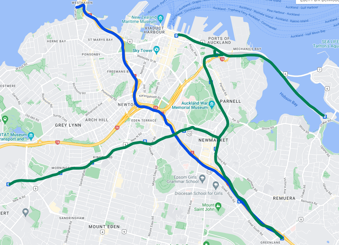 Map B: Eden Park Clean Transport Routes